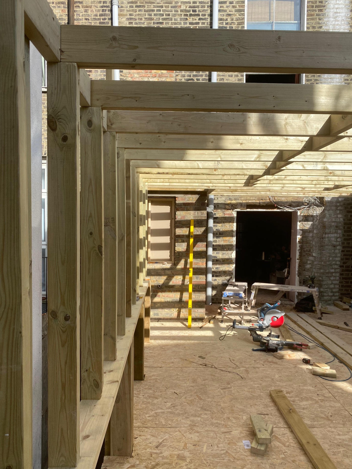 Timber-frame stud walls & first-floor joists