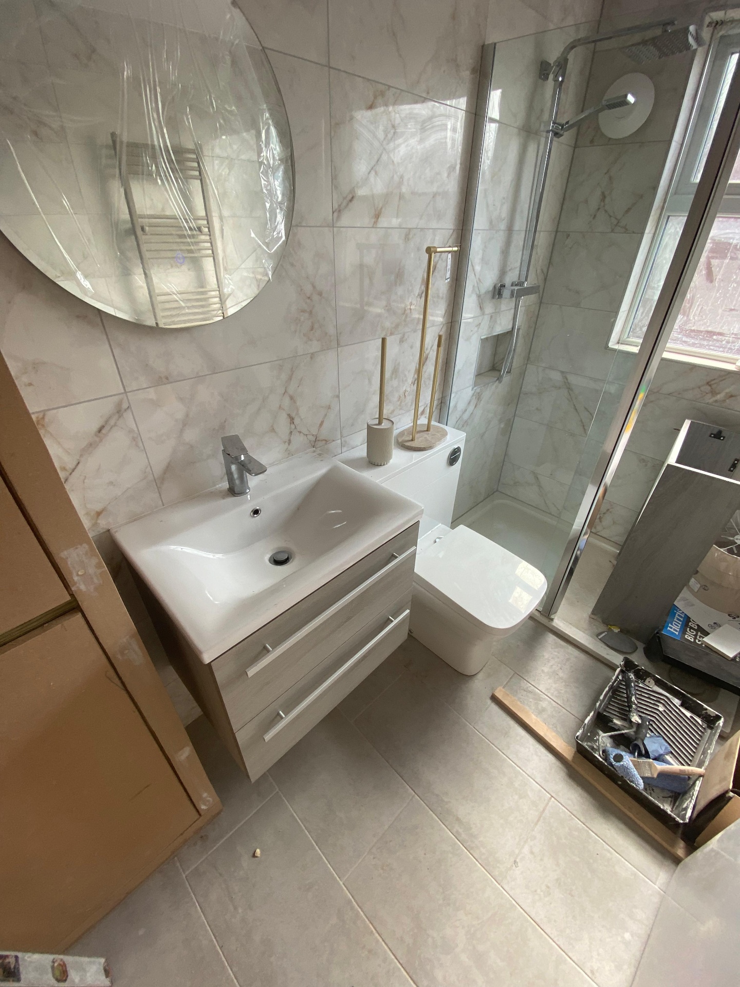 Marble ensuite with walk-in shower