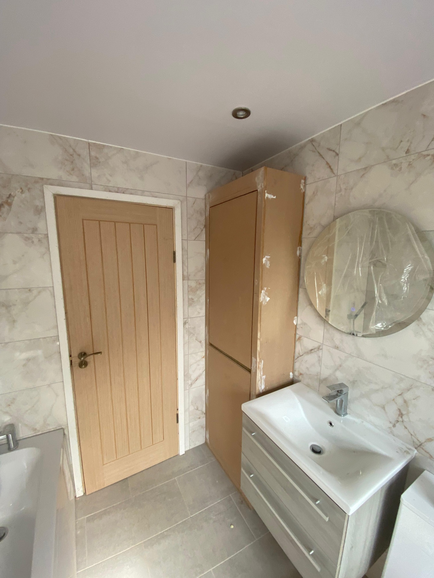 Bathroom stripped back to brick