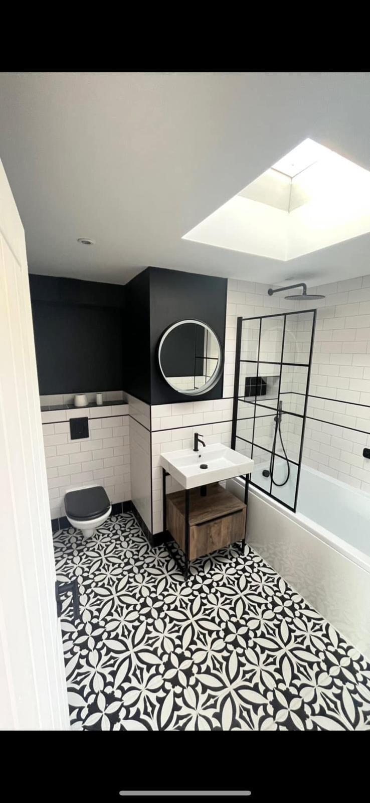 Monochrome bathroom — completed