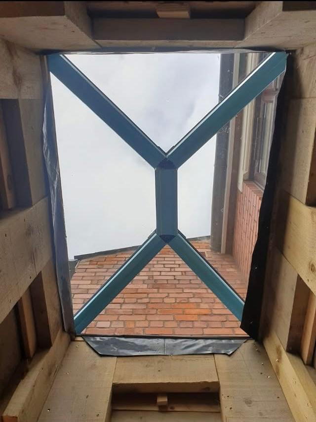 Steel roof lantern frame installed