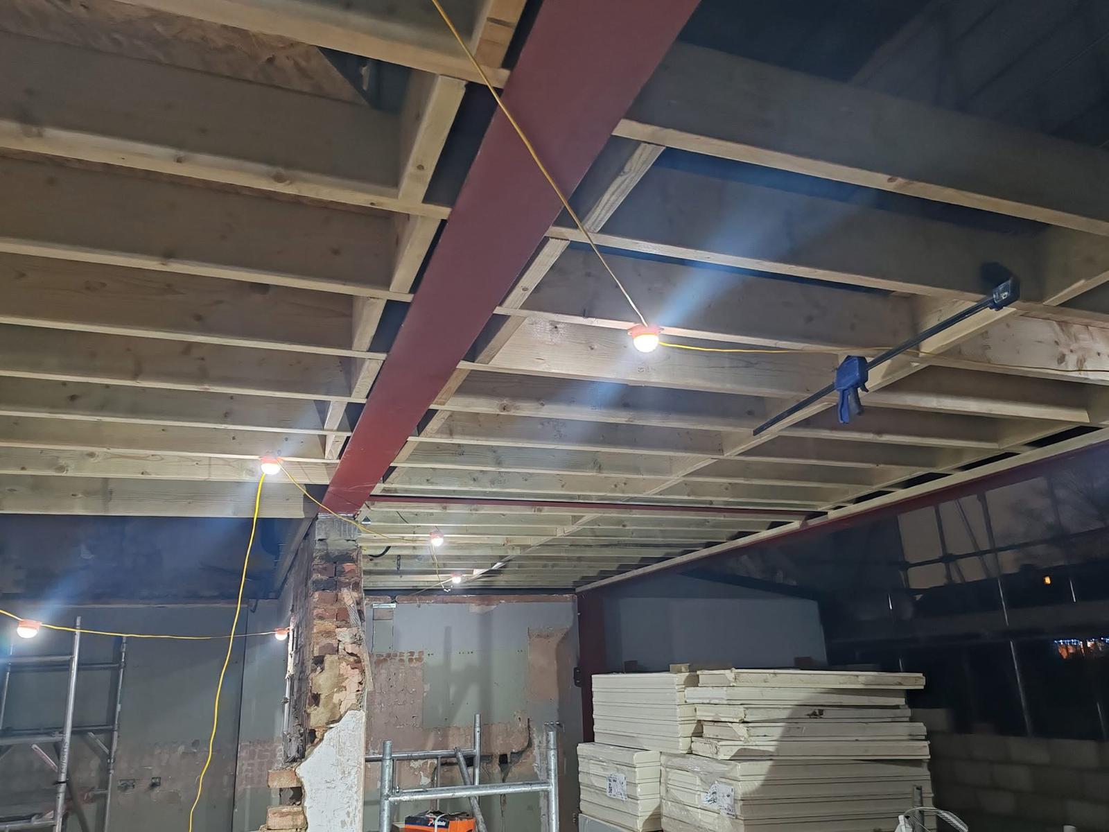 Steel beam & new floor joists